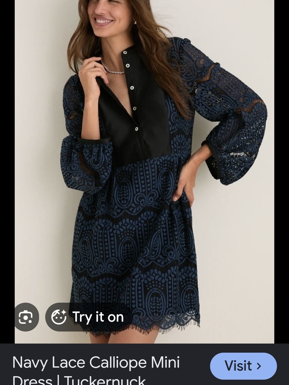 Tuckernuck Navy and Black Lace Mini Dress